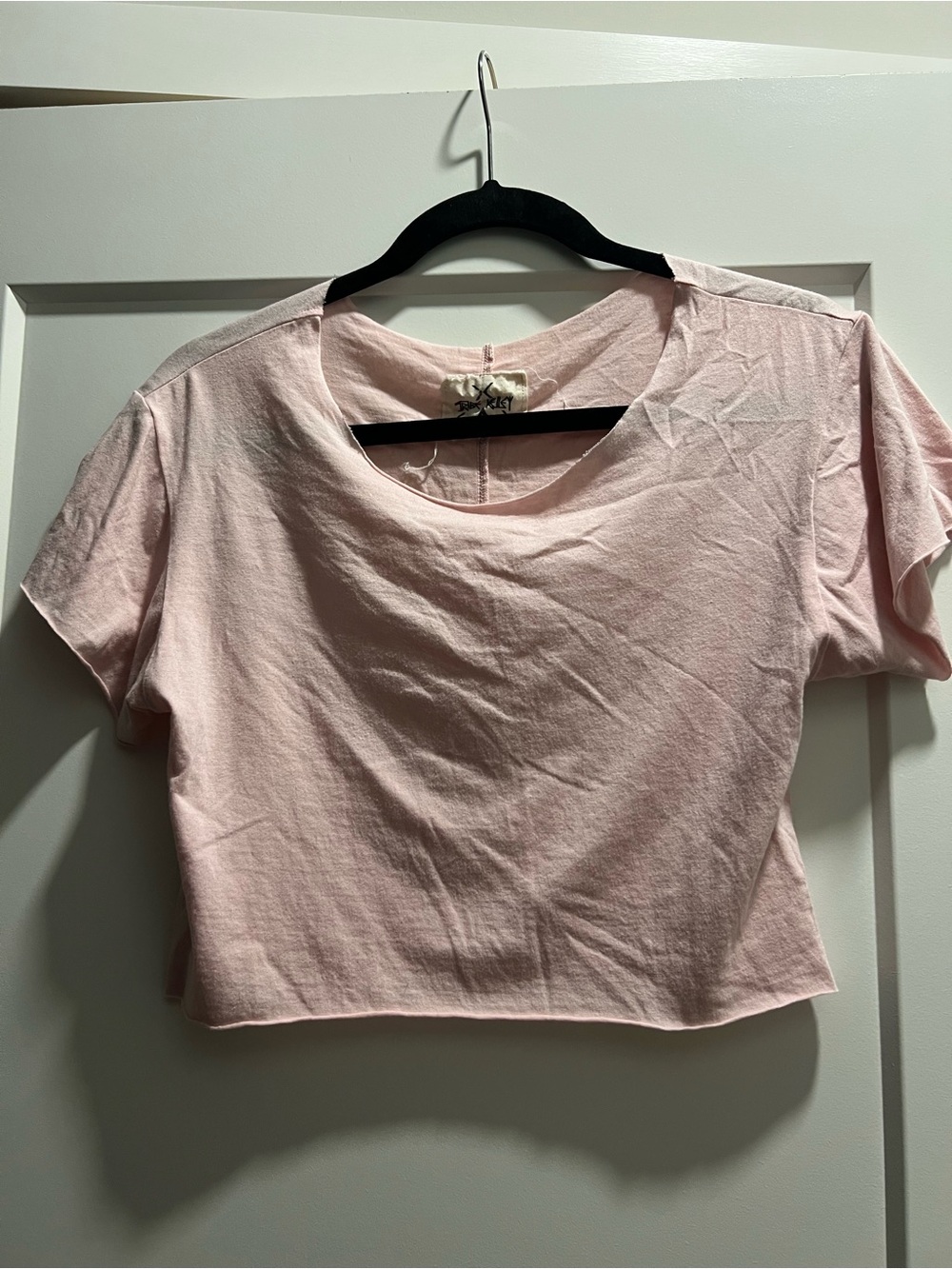 Tribe Kelley Original Light Pink Cropped Scoop Neck Tee